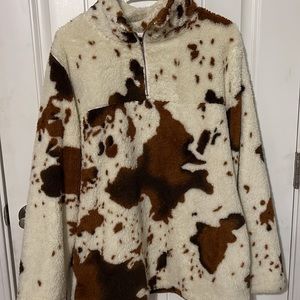 Boutique cow print sherpa